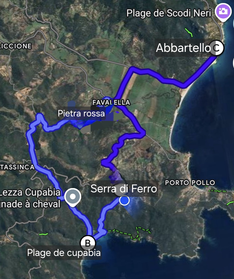 Itinéraire vélo électrique olmeto plage serra di ferro plage de cupabia